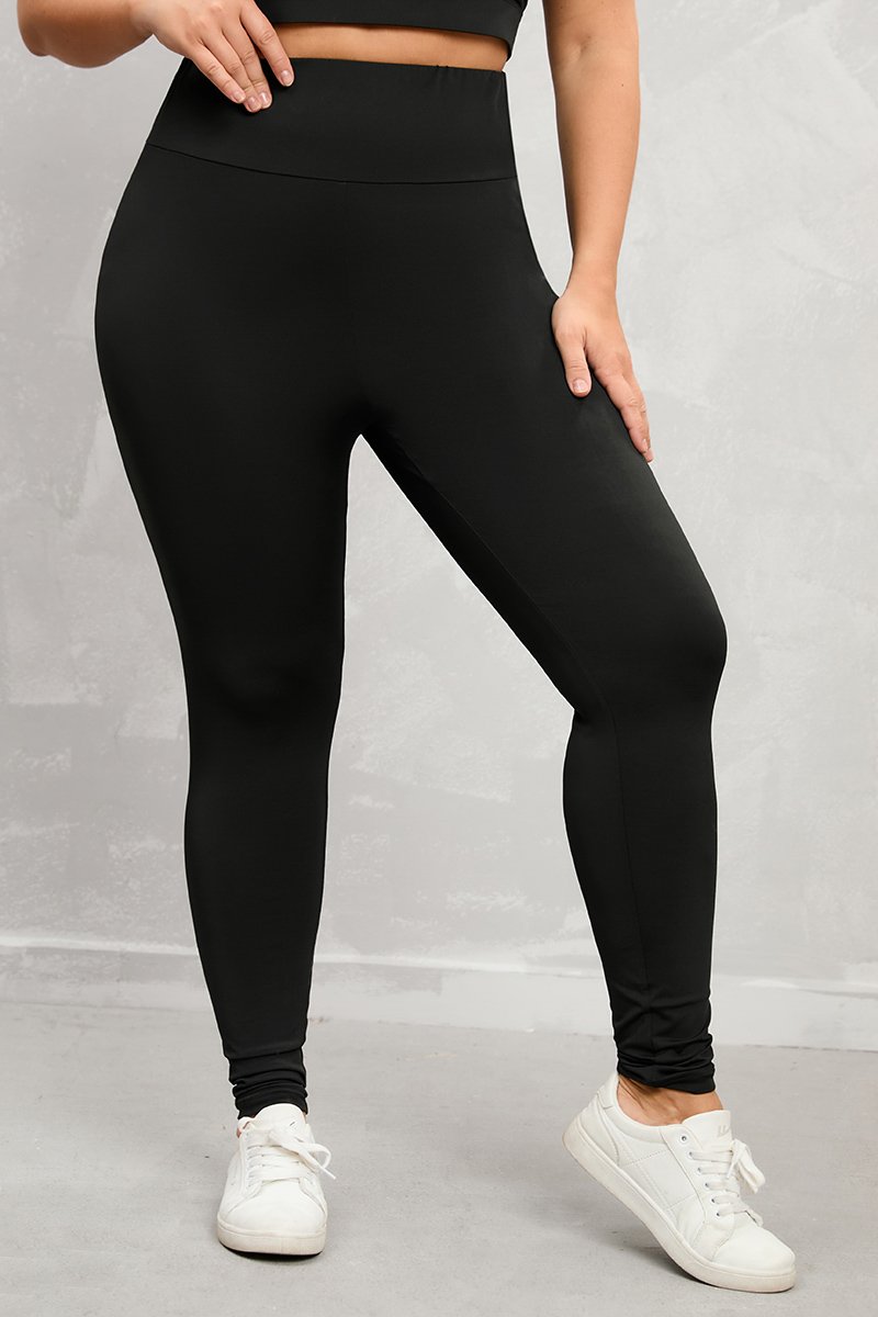 Women'sPlus Size Casual Black High-Elastic Tights Leggings