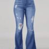 17-6-1.jpg Plus Size High-Waist High Stretchy Ripped Boot Cut Jeans