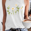 Women's Cute Wildflower Casual Daisy Crew Neck Tank Top