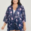 Floral Print Asymmetrical Hem Open Front Cover Up