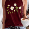 Women's Cute Wildflower Casual Daisy Crew Neck Tank Top