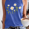 Women's Cute Wildflower Casual Daisy Crew Neck Tank Top