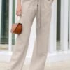 Women's Wide Leg Pants Trousers Black Army Green Beige Fashion Casual Daily Side Pockets Wide Leg Full Length Comfort Plain S M L XL 2XL