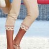 Women's Leggings Khaki Fashion Casual Weekend Lace Calf-Length Tummy Control Plain S M L XL 2XL